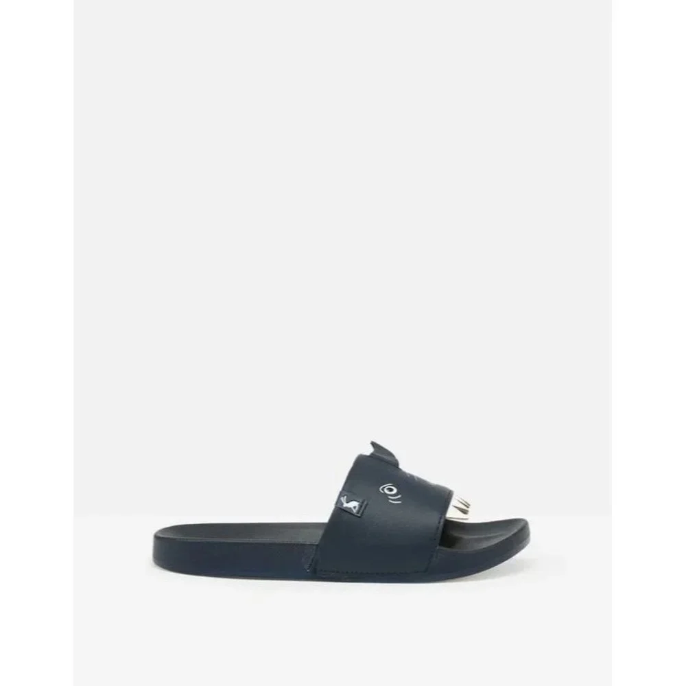 NWT Joules- Poolside Sliders Shark in navy‎ blue Size US 12
